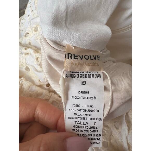 Agua Bendita X Revolve Spring Mini Dress White Shaun Ivory Daisy Eyelet Small - Picture 8 of 8